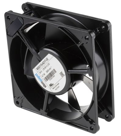 ebm-papst W2G115 Series Axial Fan, 24V dc, 245 m³/h, 4.7 W, 196 mA Max, IP22 127 mm 127mm 38 mm