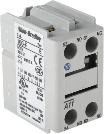 Allen Bradley Auxiliary Contact, 2 Contact, 1 NO/1 NC, 100F, Front, 420 A, 1000V, 100-FA11