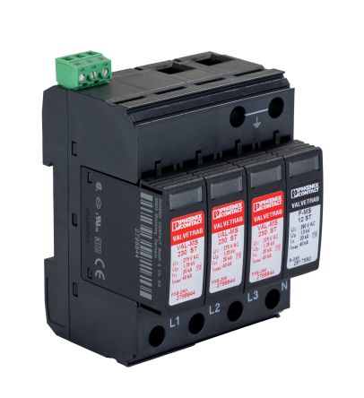 Phoenix Contact, VAL-MS 230/3+1 FM Surge Arrester 230V ac Maximum Voltage Rating Surge Arrester