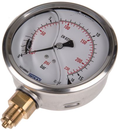 WIKA G 3/8 Pressure Gauge, 100 mm, 16 bar