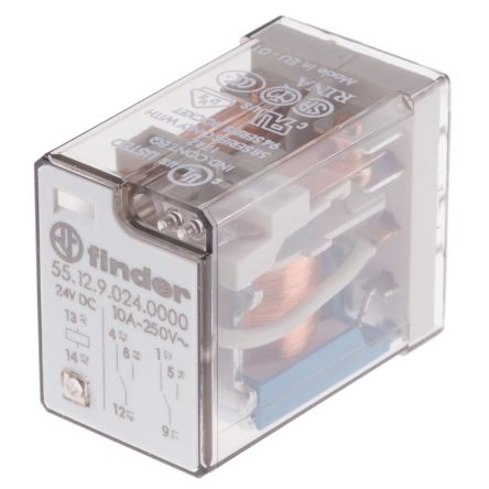 Finder PCB Power Relay, 24V dc Coil, 10A Switching Current, DPDT
