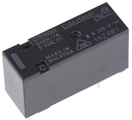 Omron PCB Power Relay, 5V dc Coil, 8A Switching Current, SPST