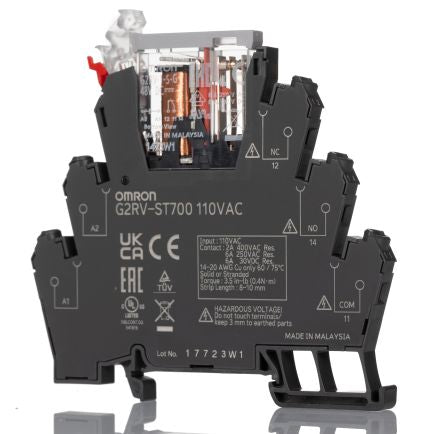 Omron G2RV-ST Series Electromechanical Interface Relay, DIN Rail, 110V ac Coil, SPDT, 6.1mA