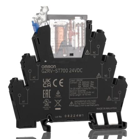 Omron G2RV-ST Series Electromechanical Interface Relay, DIN Rail, 24V dc Coil, SPDT, 13.5mA