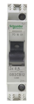 Schneider Electric TeSys TeSyS GB2 Thermal Circuit Breaker - 1-Pole, DIN Rail, 6A Current Rating, 1.5 kA, 110V ac, 48 V