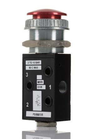 Norgren Push Button Pneumatic Manual Control Valve S666 Series, G G 1/8, PS/666/1/R