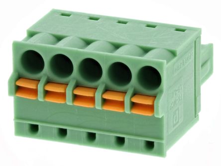 Phoenix Contact FK-MCP 1.5/5-ST-3.81 Series Pluggable Terminal Block, 5-Contact, 3.81 mm Pitch, 1 Row, 1851070