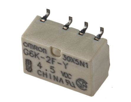 Omron PCB Signal Relay, 4.5V dc Coil, 1A, DPDT