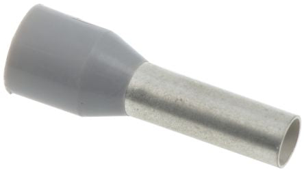 Weidmüller Insulated Crimp Bootlace Ferrule, 10 mm Pin Length, 2.8 mm Pin Diameter, Grey to 12 AWG Wire Size