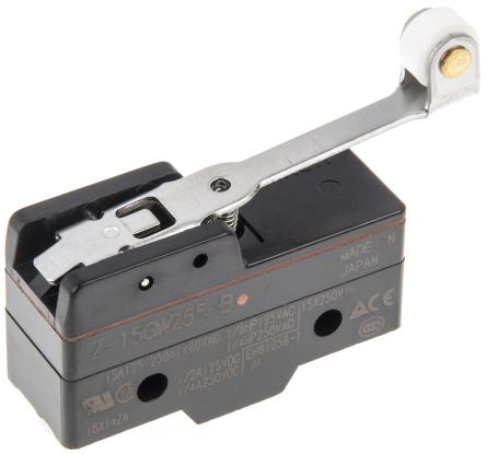 Omron Z Series Hinge Roller Lever Limit Switch, SPDT, IP62, 250V ac, 15A