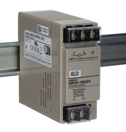 Omron S8VS Switched Mode DIN Rail Power Supply 264V ac AC Input 24V dc, 2.5 A Output DC 60 W