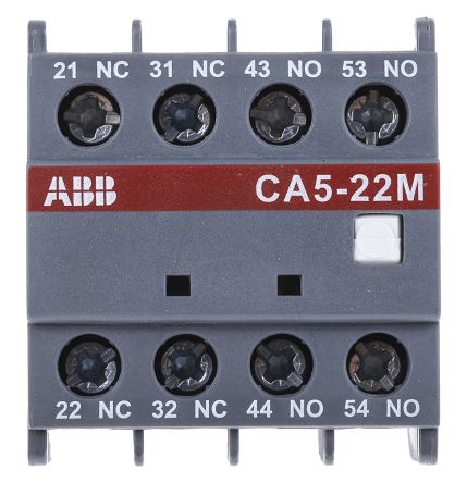 ABB Auxiliary Contact, 4 Contact, 2 NC/2 NO, CA5-22M, Front, 6 A, 230V ac, 1SBN010040R1122 - CA5-22M