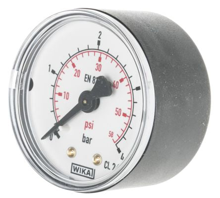 WIKA 1/4 in R Pressure Gauge, 50 mm, 4 bar, UKAS