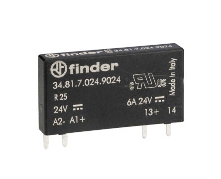 Finder 34 Series Solid State Relay, 6 A Load, PCB Mount, 24 V dc Load, 30V Control