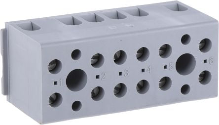 Phoenix Contact UK Series Non-Fused Terminal Block, 6-Way, 12AWG, 24 AWG Wire, 30A Screw