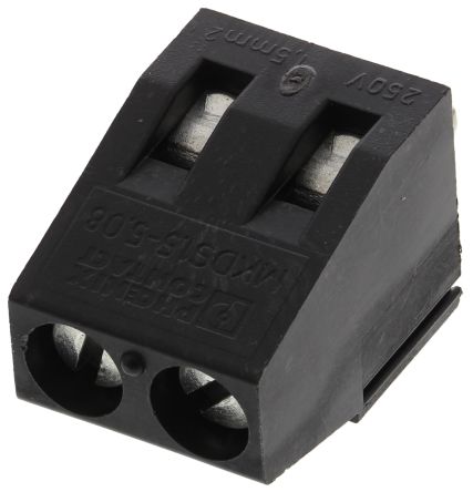 Phoenix Contact MKDS 1.5/2-5.08 HT BK Series Horizontal PCB Terminal Block, 2 Contact(s), 5.08 mm Pitch, 1 Row
