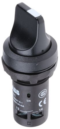 ABB Short Handle Black Selector Switch Heads elector Switch - (SPST) 22 mm Cutout Diameter 2 Positions