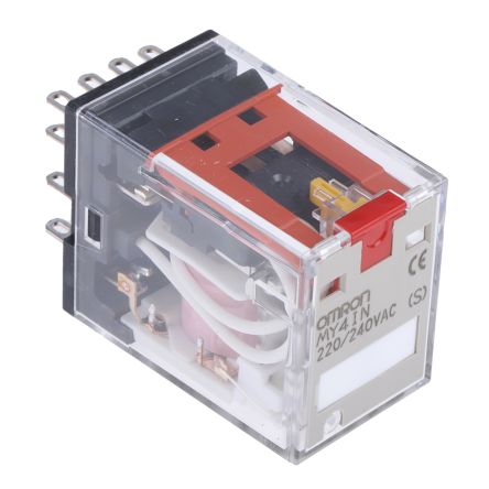 Omron DIN Rail Power Relay, 240V ac Coil, 5A Switching Current, 4PDT