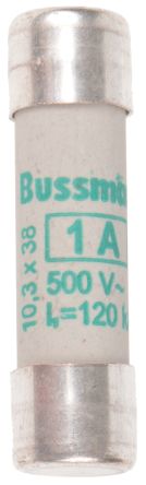 Eaton 1A Ceramic Cartridge Fuse, 10 x 38 mm