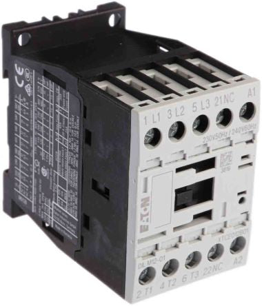 Eaton DILM Contactor, 230V ac Coil, 3-Pole, 12 A, 5.5 kW 230V ac, 3 NO, 400V ac