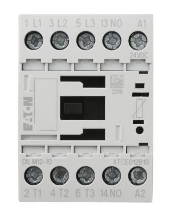 Eaton DILM Contactor, 24V dc Coil, 3-Pole, 12 A, 5.5 kW 24V dc, 3 NO, 400V ac