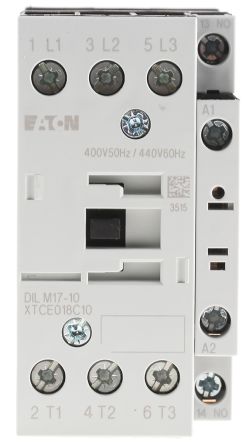 Eaton DILM Contactor, 400V ac Coil, 3-Pole, 17 A, 7.5 kW 400V ac, 3 NO, 400V ac