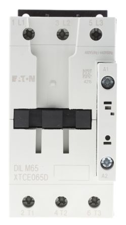Eaton DILM Contactor, 400V ac Coil, 3-Pole, 65 A, 30 kW 400V ac, 3 NO, 400V ac