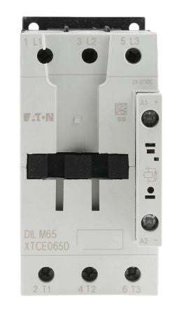 Eaton DILM Contactor, 24V dc Coil, 3-Pole, 65 A, 30 kW 24V dc, 3 NO, 400V ac