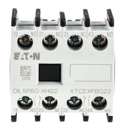 Eaton Auxiliary Contact, 4 Contact, 2 NC/2 NO, DILM, Front Fixing, 16 A, 500V ac, 277950 DILM150-XHI22