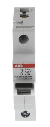 ABB System Pro M Compact System Pro M Compact Miniature Circuit Breaker, 1-Pole, 2A, Type K, 253V ac AC, 72 V dc DC, 6