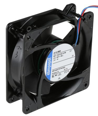 ebm-papst 4100 NH3 - S-Force Series Axial Fan, 24V dc, 310 m³/h, 19.5 W, 812 mA Max 119 mm 119mm 38 mm