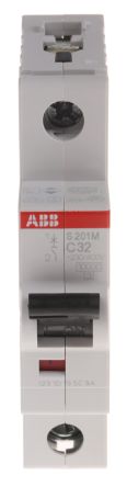 ABB System Pro M Compact System Pro M Compact Miniature Circuit Breaker, 1-Pole, 32A, Type C, 253V ac AC, 72 V dc DC, 10