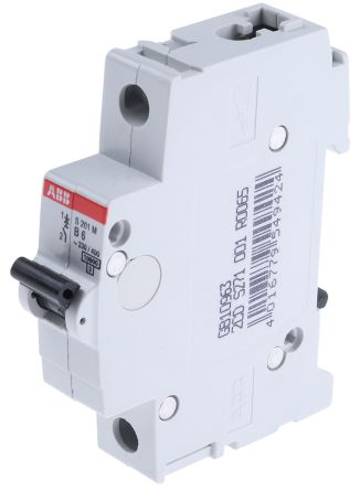 ABB System Pro M Compact System Pro M Compact Miniature Circuit Breaker, 1-Pole, 6A, Type B, 253V ac AC, 72 V dc DC, 10
