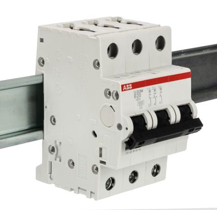 ABB System Pro M Compact S200M Miniature Circuit Breaker, 3-Pole, 20A, Type B, 440V ac AC, 12 V dc DC, 10 kA Breaking