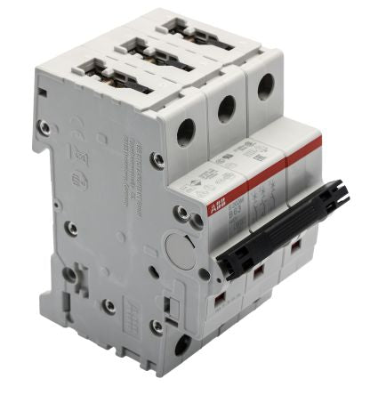 ABB System Pro M Compact S200M Miniature Circuit Breaker, 3-Pole, 63A, Type B, 440V ac AC, 12 V dc DC, 10 kA Breaking