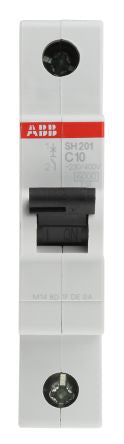 ABB ComPact Home SH200 Miniature Circuit Breaker, 1-Pole, 10A, Type C, 440V ac AC, 60 V dc DC, 6 kA Breaking Capacity