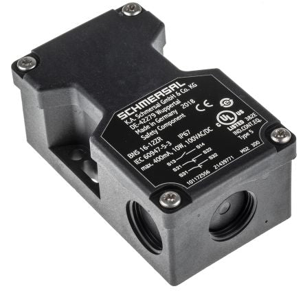 Schmersal BNS16 Series Magnetic Non-Contact Safety Switch, Plastic Housing, 100V dc, 1 NO/2 NC, M20