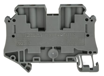 Phoenix Contact 3044571 UT 4 - QUATTRO Series Feed Through Terminal Block Grey, 0.14mm², 6 mm², 1-Level, Screw, ATEX,