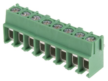 Phoenix Contact PT 2.5/8-5.0-V Series Right Angle PCB Terminal Block, 8 Contact(s), 5 mm Pitch, 1 Row