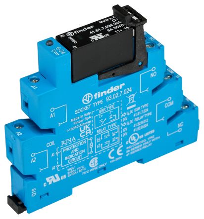 Finder 38 Series Interface Relay, DIN Rail, 24V dc Coil, SPST, 16.5mA