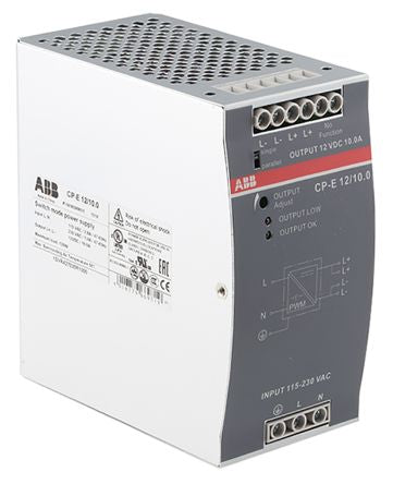 ABB CPE Switched Mode DIN Rail Power Supply 370 V dc, 264V ac AC/DC Input 12V dc, 10 A Output DC 120 W