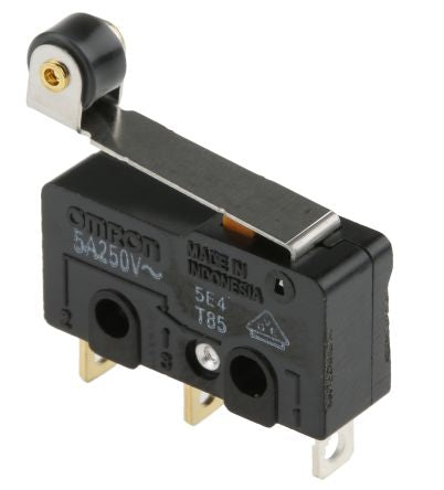 Omron Hinge Roller Lever Micro Switch, Solder Terminal, 5A, 250 V ac, 30 V dc, SPDT, IP40