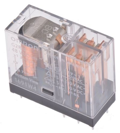 Omron PCB Power Relay, 48V dc Coil, 5A Switching Current, DPDT