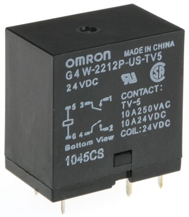Omron PCB Power Relay, 24V dc Coil, 10A Switching Current, DPST
