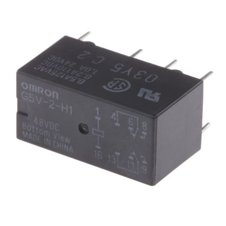 Omron PCB Signal Relay, 48V dc Coil, 1A, DPDT