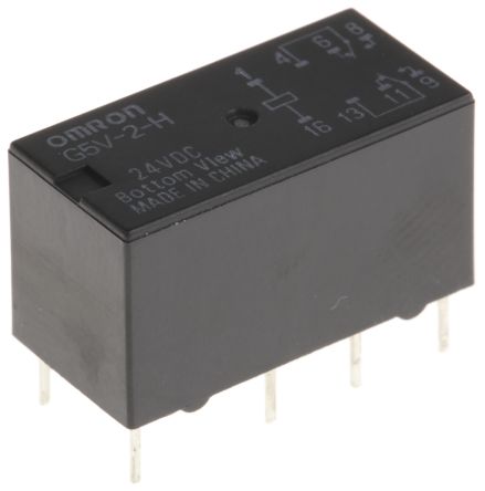 Omron PCB Signal Relay, 24V dc Coil, 1A, DPDT