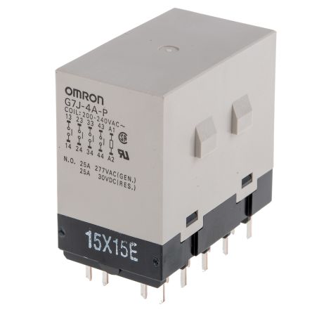 Omron PCB Power Relay, 240V ac Coil, 25A Switching Current, 4PST-NO