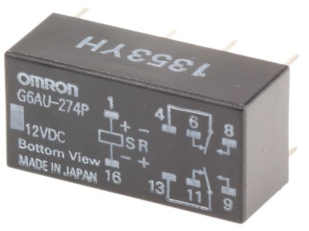 Omron PCB Signal Relay, 12V dc Coil, 2A, DPDT