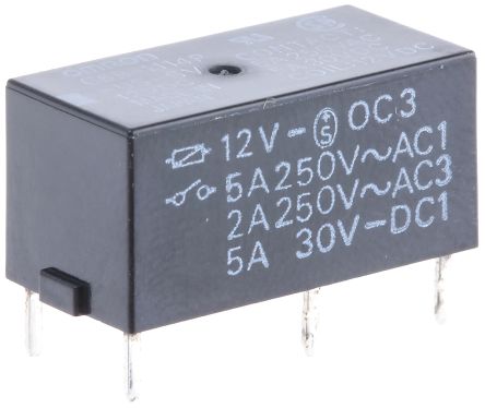 Omron PCB Power Relay, 12V dc Coil, 5A Switching Current, SPST