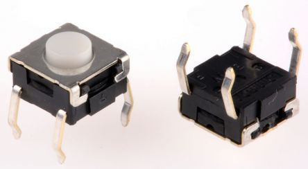 Omron IP67 Tactile Switch Plunger, 0.9 mm, SPST 50mA 24 V dc, Through Hole